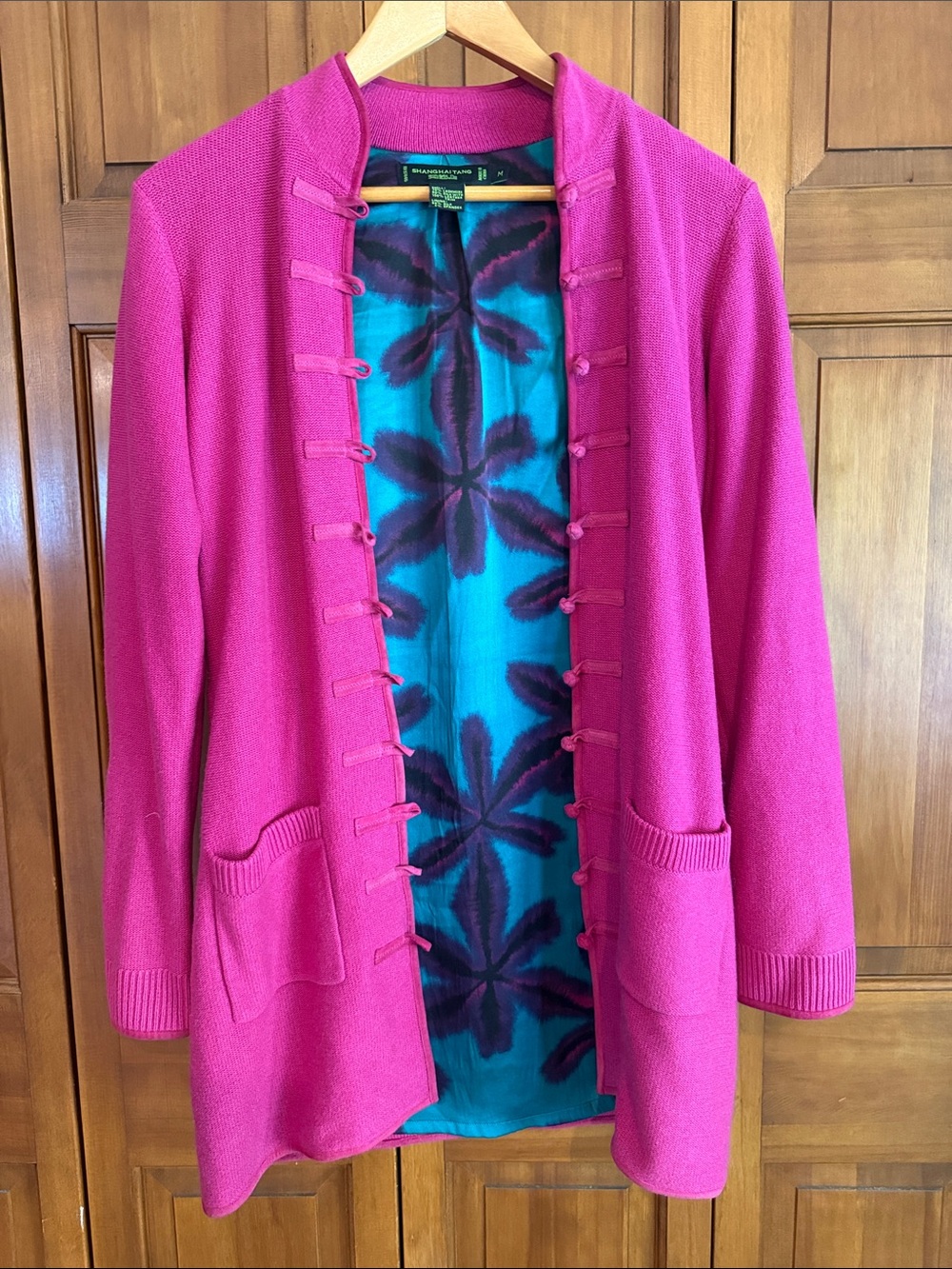 Like New Shanghai Tang Fuchsia Cashmere Long Cardigan
